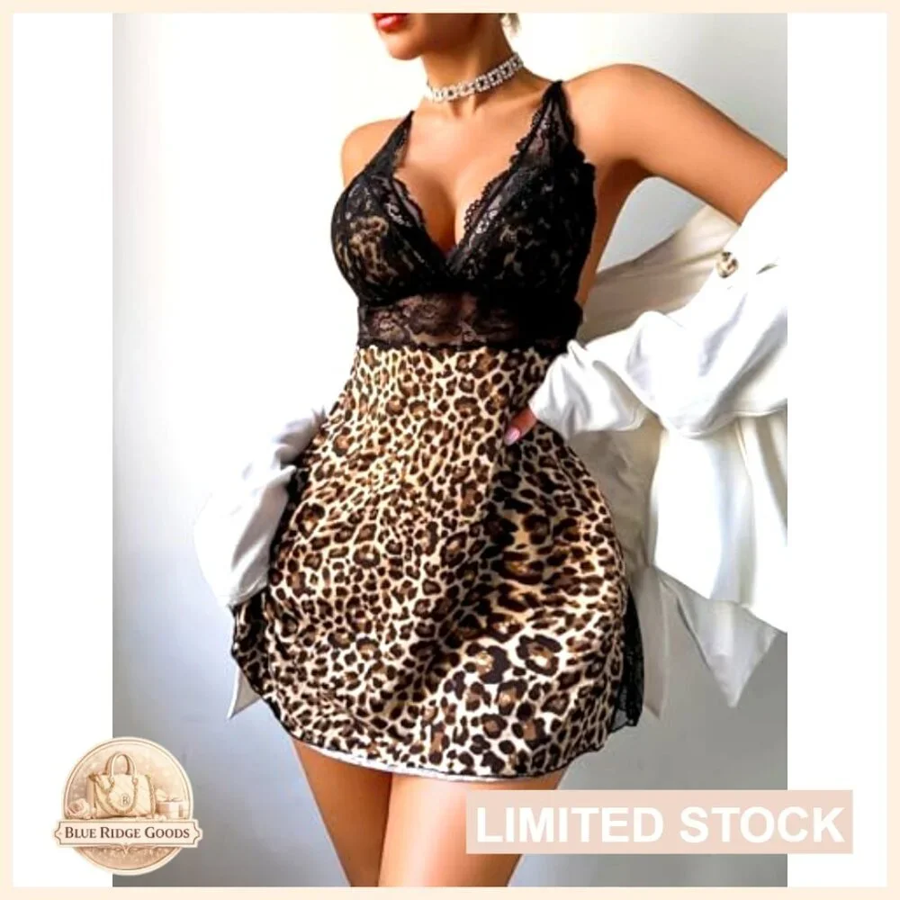 Lace Babydoll Chemise Elegant V-Neck Sleepwear Soft Stretchy Adjustable Straps